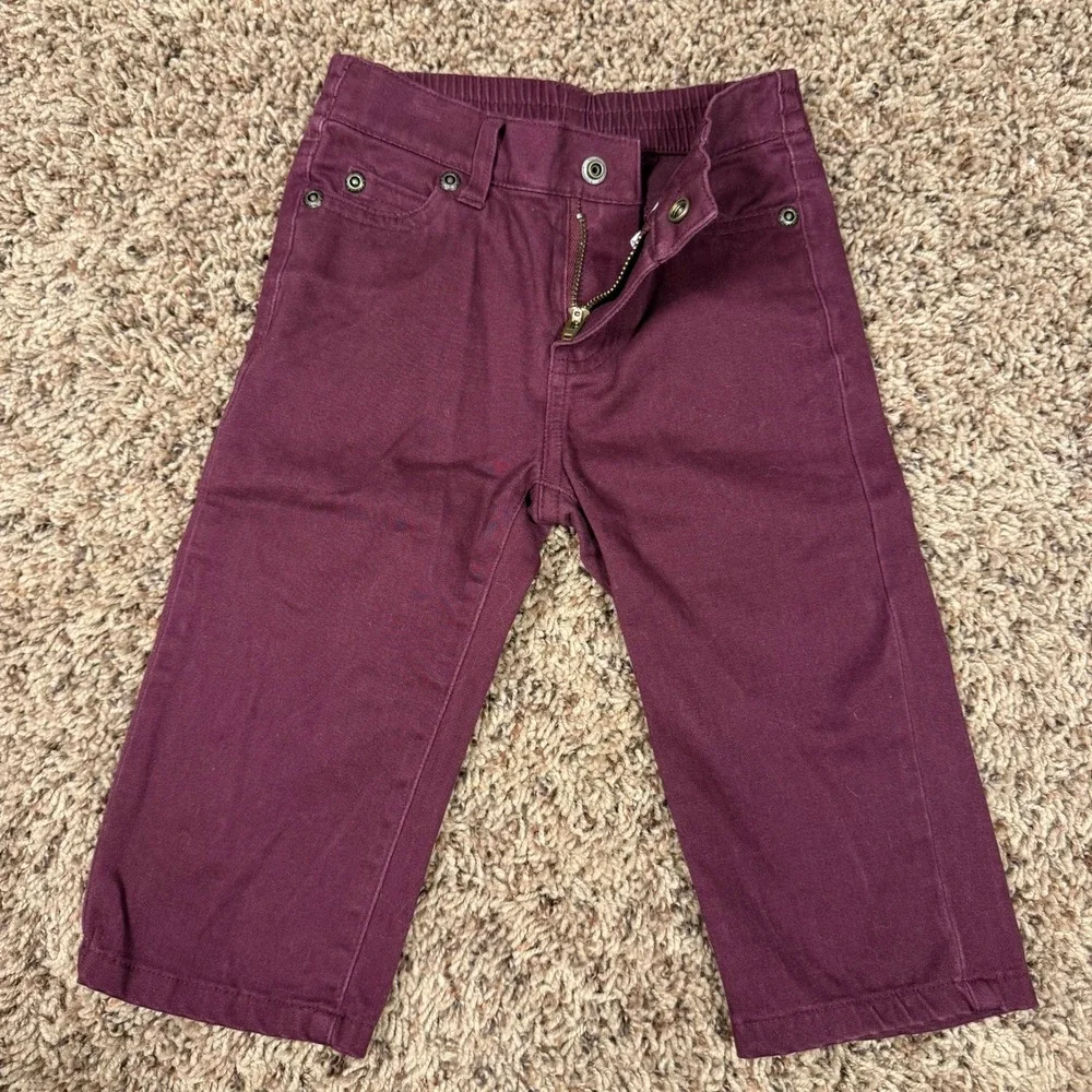 Janie and Jack Toddler Boys Maroon Twill Stretch Pants Burgundy 12-18 Months